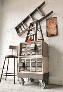 Vintage Industrial Stacked Metal Drawers (2pc)