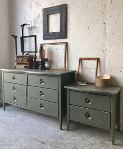 Industrial Green Dresser & Nightstand Set (2pc)