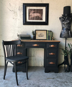 Rustic Refinished Solid Wood Desk w/Chair (2pc)