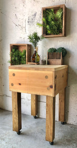 Rustic Rolling Butcher Block Island