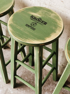 Shabby Green Stools or Plant Stands 4pcs