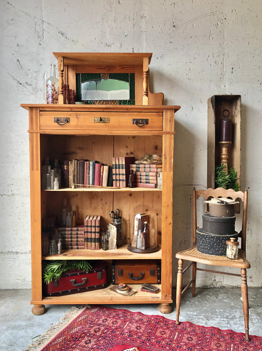 Stunning Antique Hutch w/Stained Glass Mirror Top