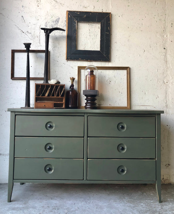 Industrial Green Dresser & Nightstand Set (2pc)