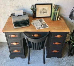 Rustic Refinished Solid Wood Desk w/Chair (2pc)