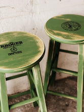 Load image into Gallery viewer, Shabby Green Stools or Plant Stands 4pcs