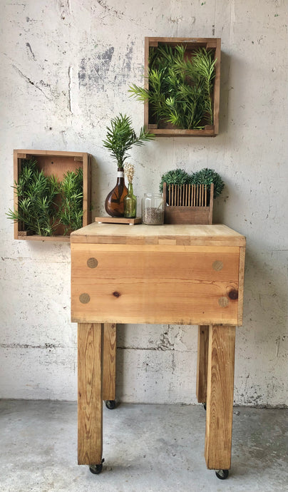 Rustic Rolling Butcher Block Island