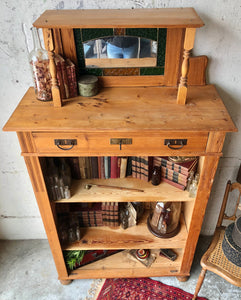 Stunning Antique Hutch w/Stained Glass Mirror Top