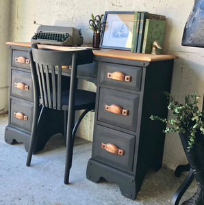 Rustic Refinished Solid Wood Desk w/Chair (2pc)