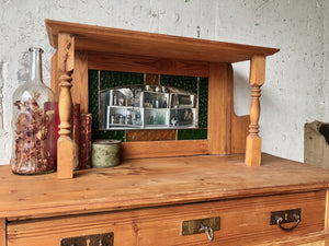 Stunning Antique Hutch w/Stained Glass Mirror Top