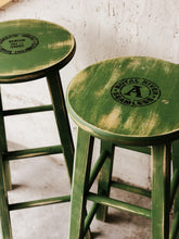 Load image into Gallery viewer, Shabby Green Stools or Plant Stands 4pcs