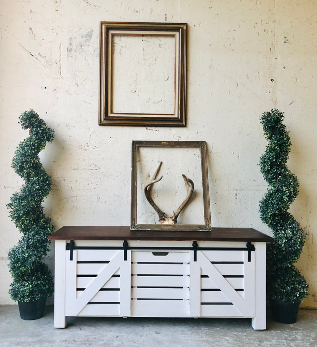 Modern Farmhouse Entryway Bench or Small TV Stand