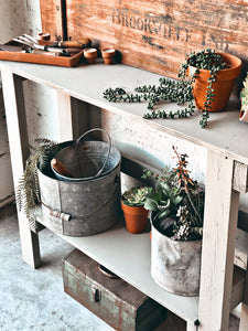 Rustic Wood Potting Bench