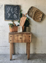 Load image into Gallery viewer, Vintage Rolling Butcher Block Island