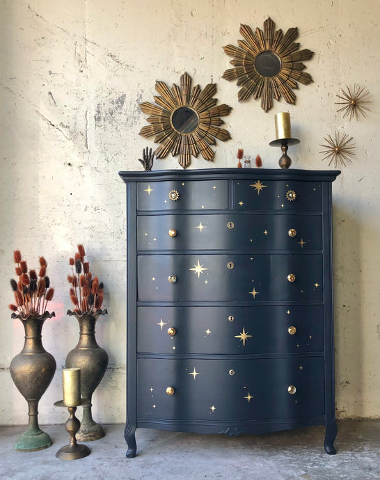 Vintage Celestial Painted Chest of Drawers
