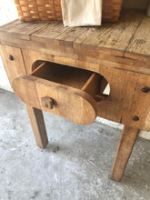 Load image into Gallery viewer, Vintage Rolling Butcher Block Island