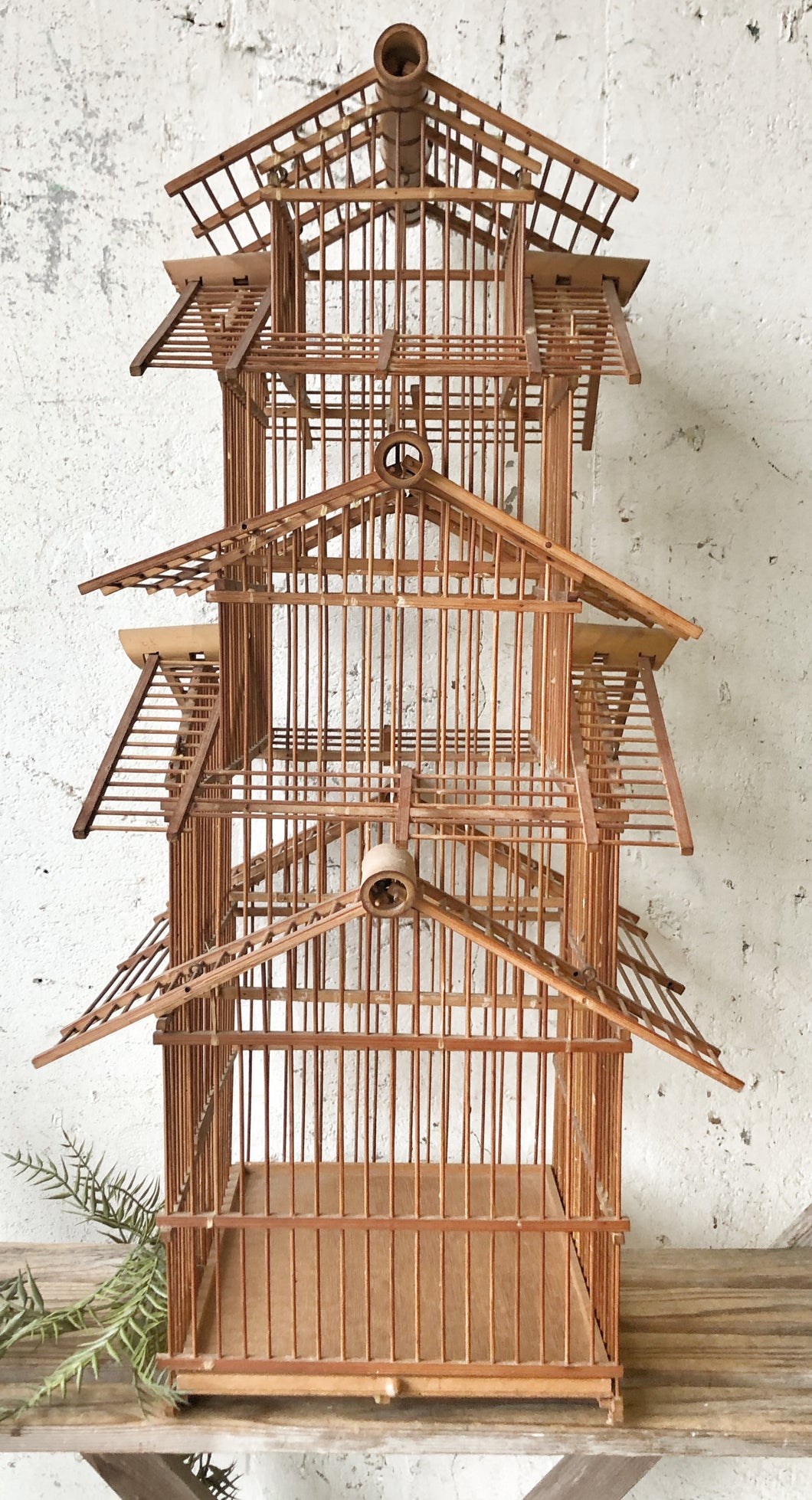 Vintage Large Wood Birdcage