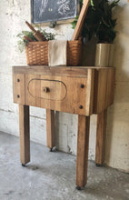 Load image into Gallery viewer, Vintage Rolling Butcher Block Island