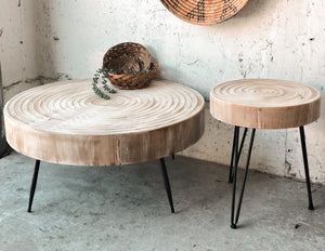 Boho Ring Wood Coffee Table & End Table Set (2pc)