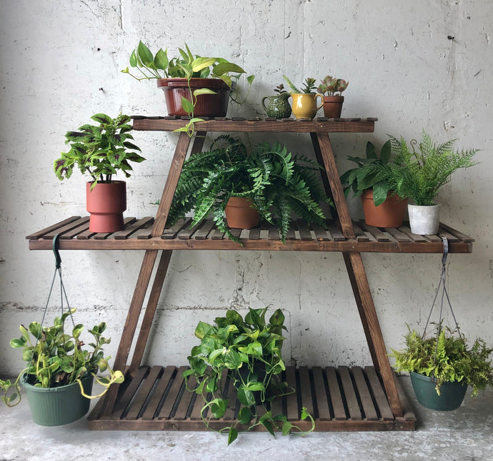 Three Tiered Wood Plant Stand