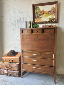 Beautiful Vintage MCM Bassett Chest of Drawers w/Secretary Desk