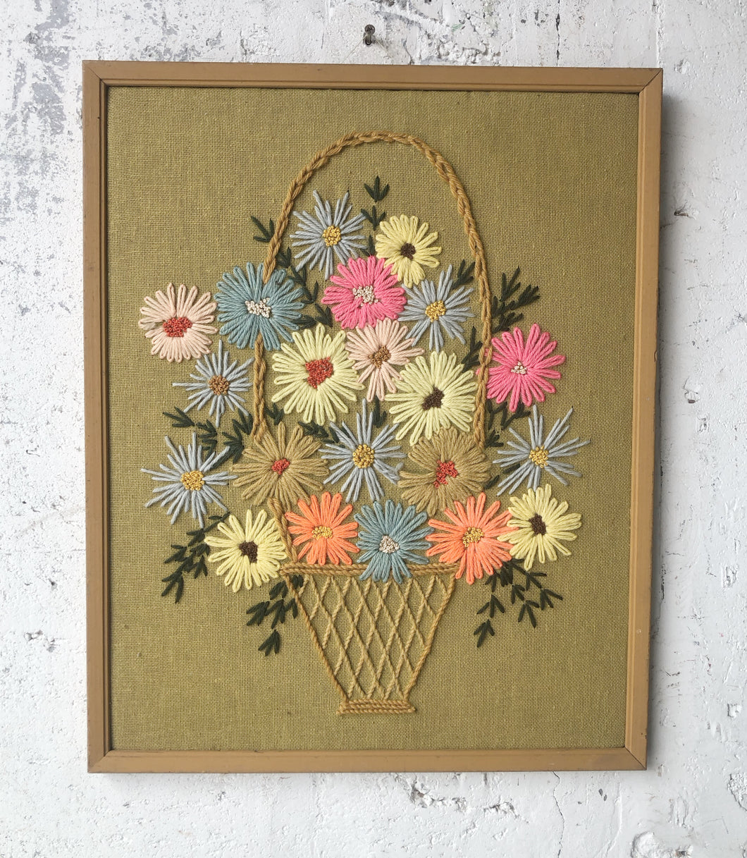 Floral Framed Crewel Art