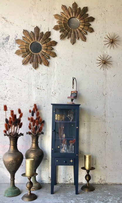 Modern Celestial Painted Small Display Cabinet