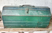 Load image into Gallery viewer, Vintage Green Metal Toolbox
