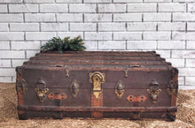 Load image into Gallery viewer, Amazing antique steamer trunk