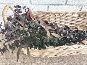 Large oval basket & eucalyptus stems