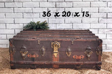 Load image into Gallery viewer, Amazing antique steamer trunk