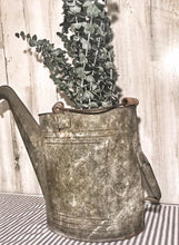 Load image into Gallery viewer, Amazing old galvanized watering can &amp; eucalyptus