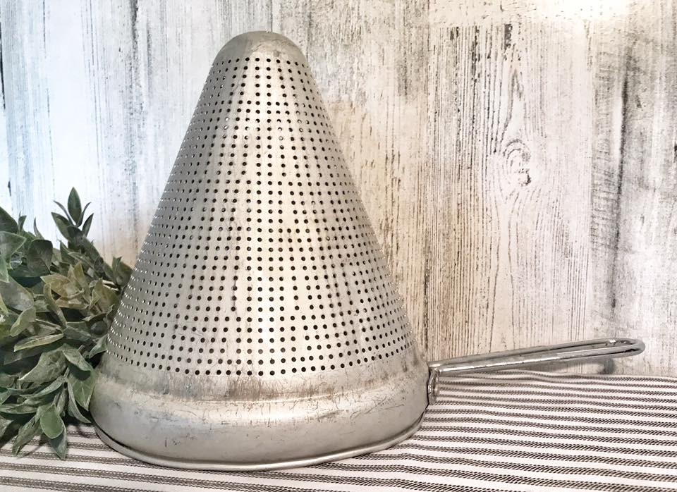 Farmhouse galvanized strainer scoop