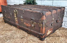 Load image into Gallery viewer, Amazing antique steamer trunk