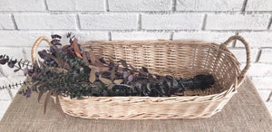 Large oval basket & eucalyptus stems