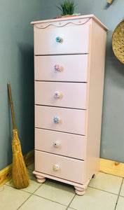 Adorable Pink Tall & Skinny Chest of Drawers