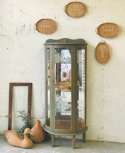 Chippy Green Lighted Curio Cabinet