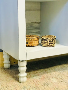 Beautiful Farmhouse Cubby TV Stand or Entryway Table