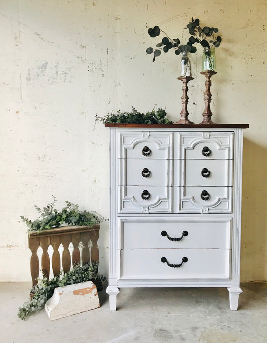 Beautiful Vintage Farmhouse Tall Chest of Drawers