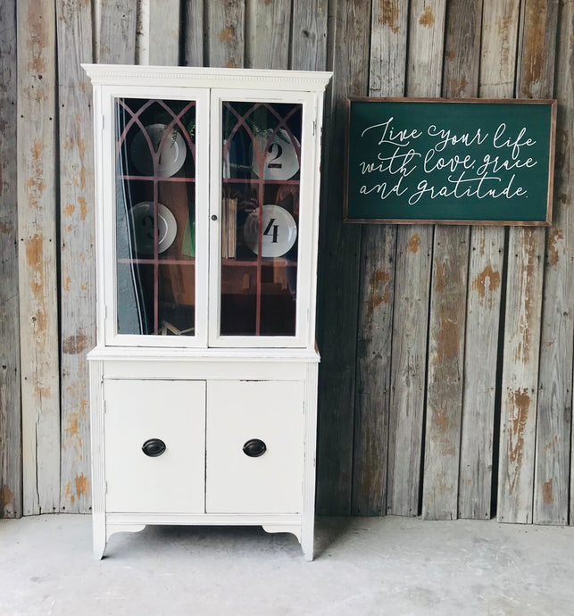 Pretty Petite Antique China Cabinet