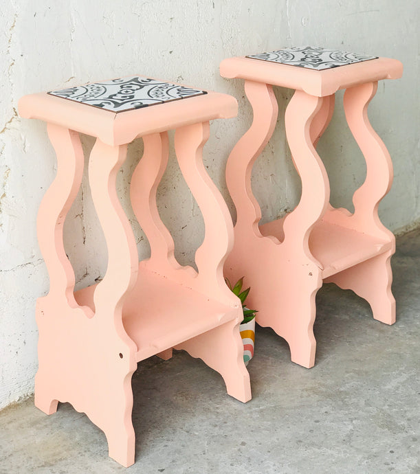 Too Cute Pink Side Tables or Plant Stands