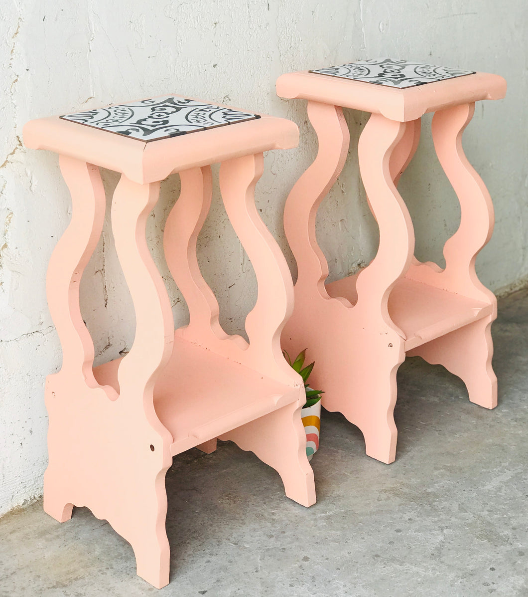 Too Cute Pink Side Tables or Plant Stands