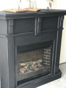 Moody Black Faux Fireplace