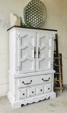 Load image into Gallery viewer, Pretty Vintage Farmhouse Armoire Dresser