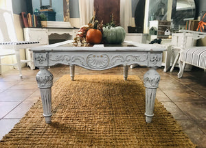 Elegant Marbled Glass Ornate Coffee Table