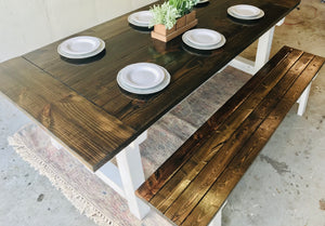 Gorgeous Farmhouse Table & Two Benches