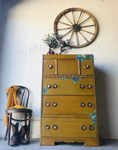 Western Glam Vintage Waterfall Chest of Drawers