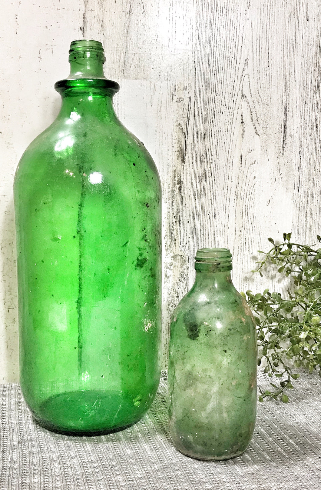 Old Green Glass Bottles (2)