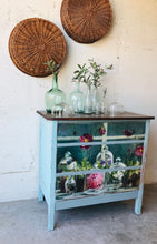 Load image into Gallery viewer, Pretty Floral Blue Chest of Drawers
