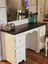 Load image into Gallery viewer, Gorgeous Vintage Wood Vanity with Chair