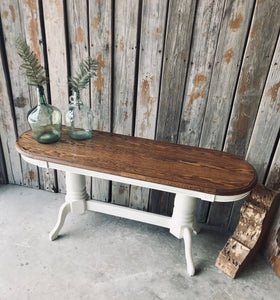 Perfect Farmhouse Sofa or Entryway Table & fire extinguisher